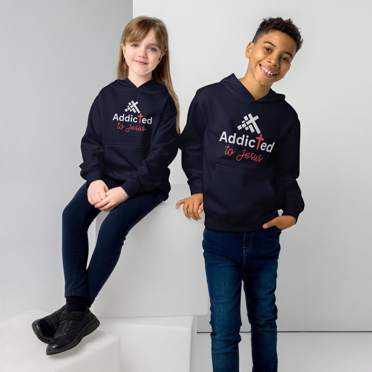 Addicted To Jesus Youth Christian Fleece hooded Sweatshirt - ClaimedbyGodDesigns