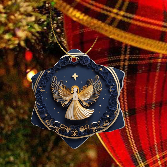 Angel Christian Snowflake Ceramic Ornaments (1pc, 3pcs, 5pcs, 10pcs) - ClaimedbyGodDesigns