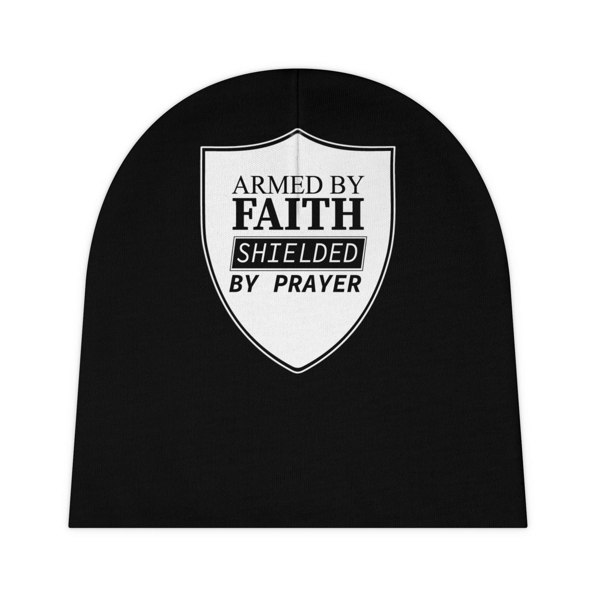 Armed By Faith Shielded By Prayer Baby Beanie (AOP) - ClaimedbyGodDesigns
