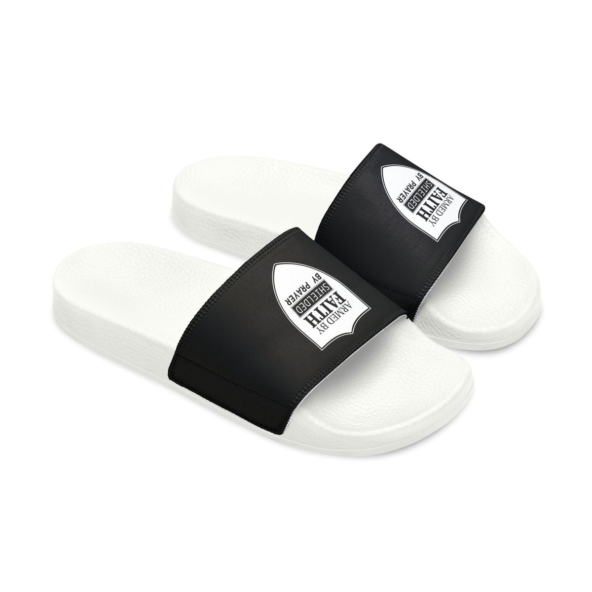 Armed By Faith Shielded By Prayer Men's PU Christian Slide Sandals - ClaimedbyGodDesigns