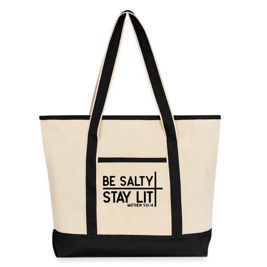 Be Salty Stay Lit Christian Large Canvas Deluxe Tote Bag - ClaimedbyGodDesigns