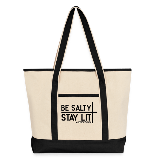 Be Salty Stay Lit Christian Large Canvas Deluxe Tote Bag - ClaimedbyGodDesigns