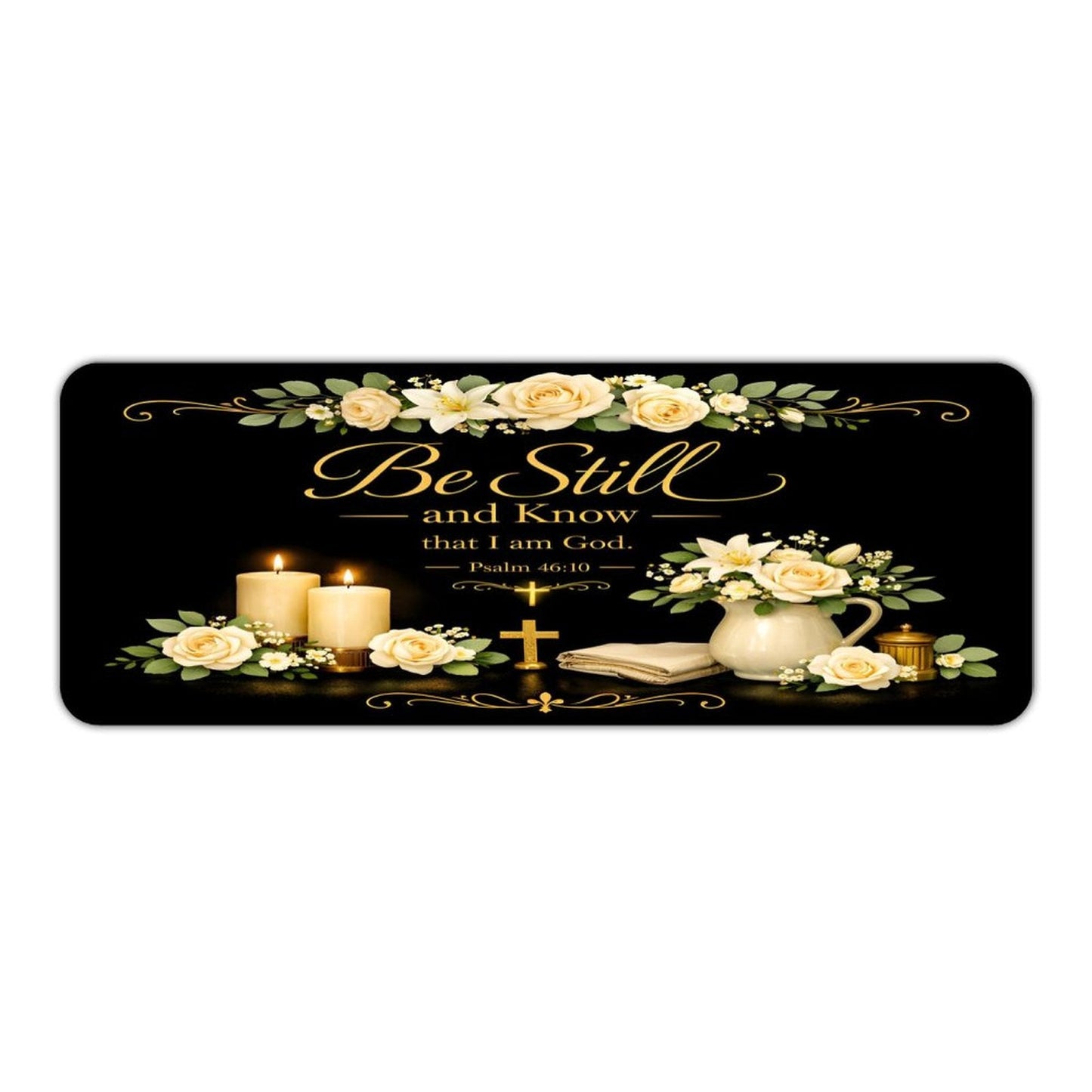 Be Still And Know That I Am God Flora Christian Kitchen Mat - ClaimedbyGodDesigns