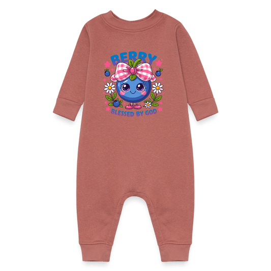 Berry Blessed Christian Baby Fleece Jumpsuit - ClaimedbyGodDesigns