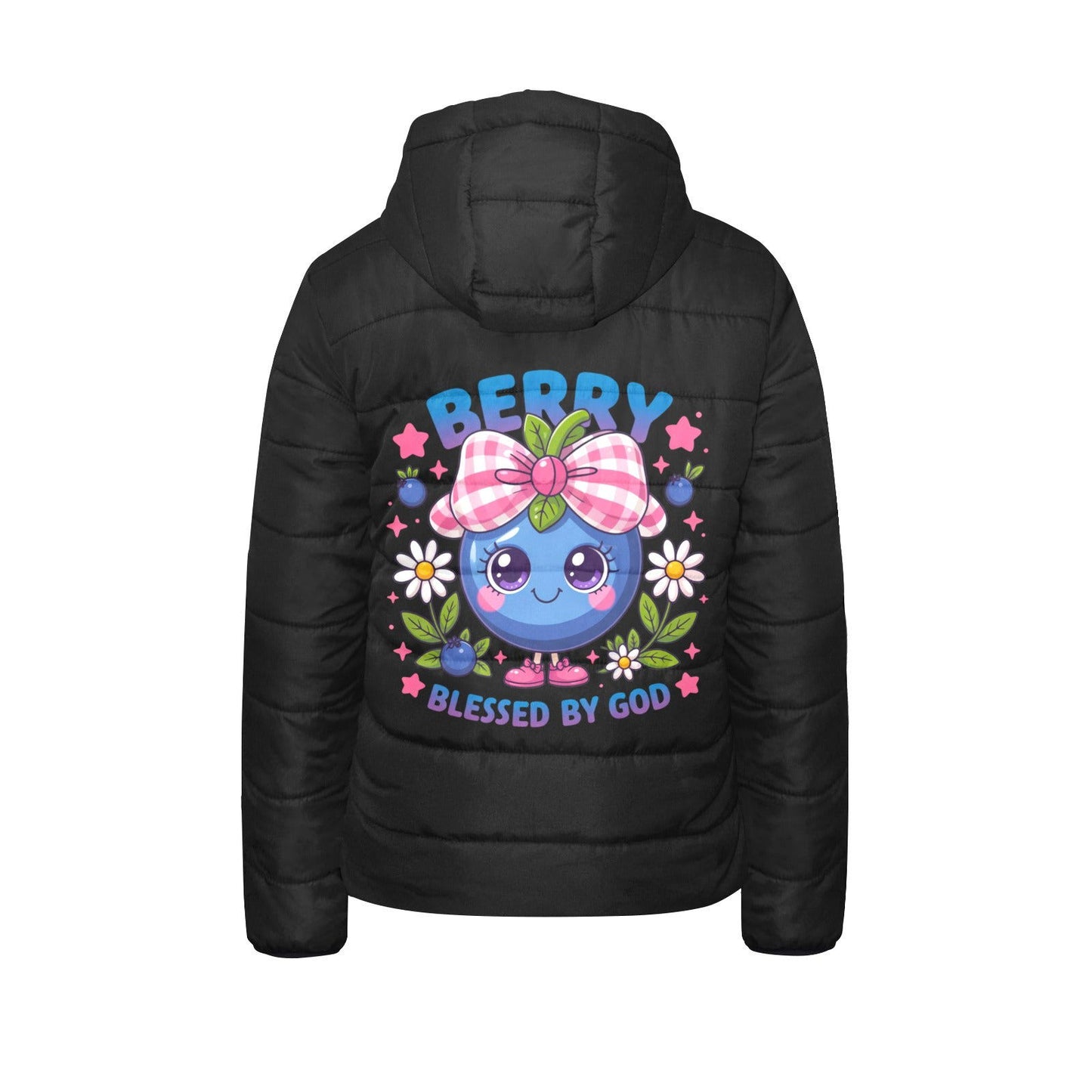 Berry Blessed Youth Christian Padded Hooded Jacket - ClaimedbyGodDesigns