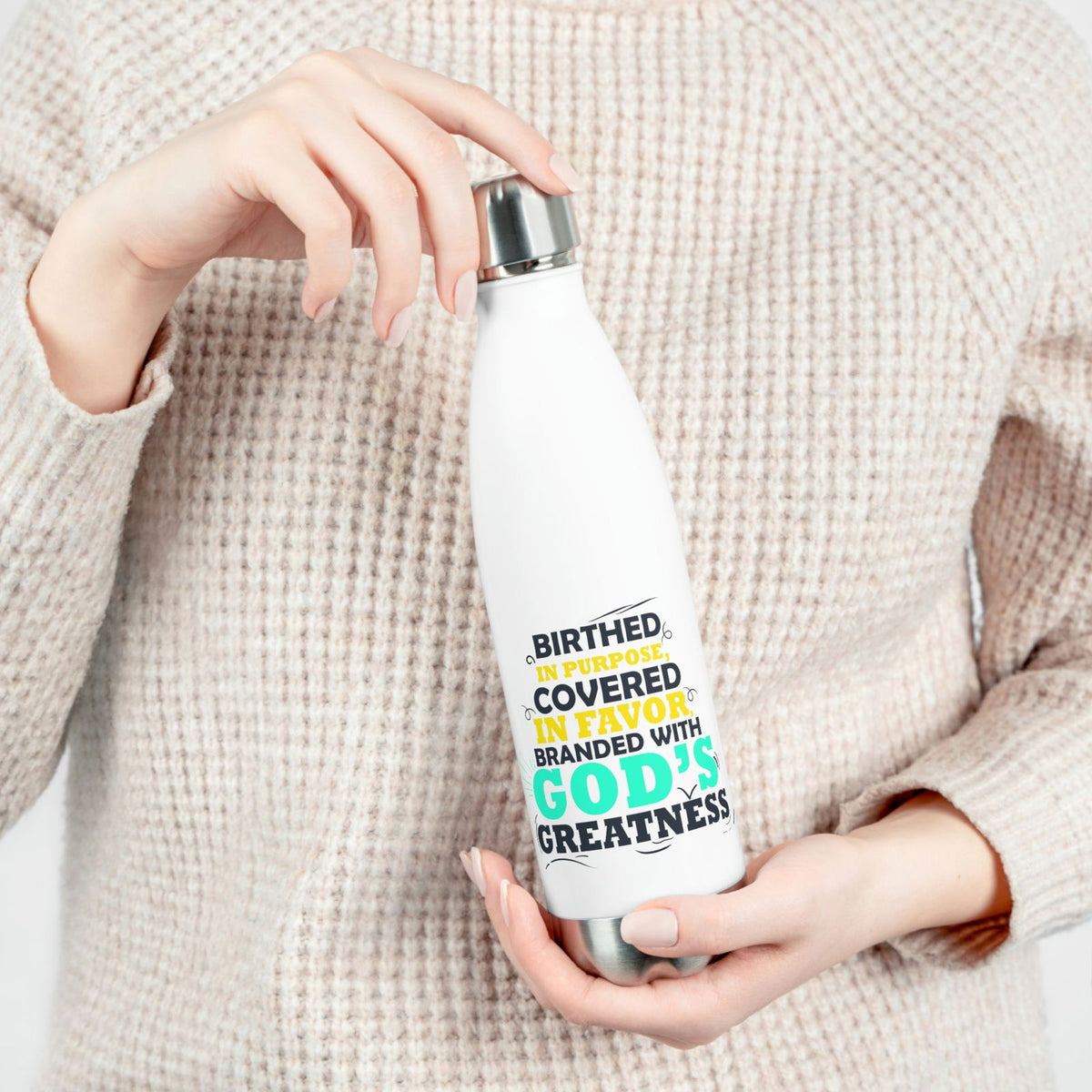 Birthed In Purpose, Covered In Favor, Branded With God's Greatness Insulated Bottle - ClaimedbyGodDesigns