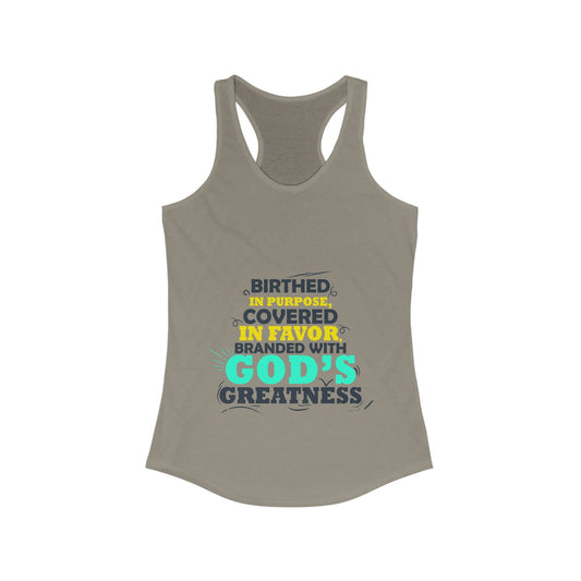 Birthed In Purpose, Covered in Favor, Branded With God's Greatness Slim Fit Tank-top - ClaimedbyGodDesigns