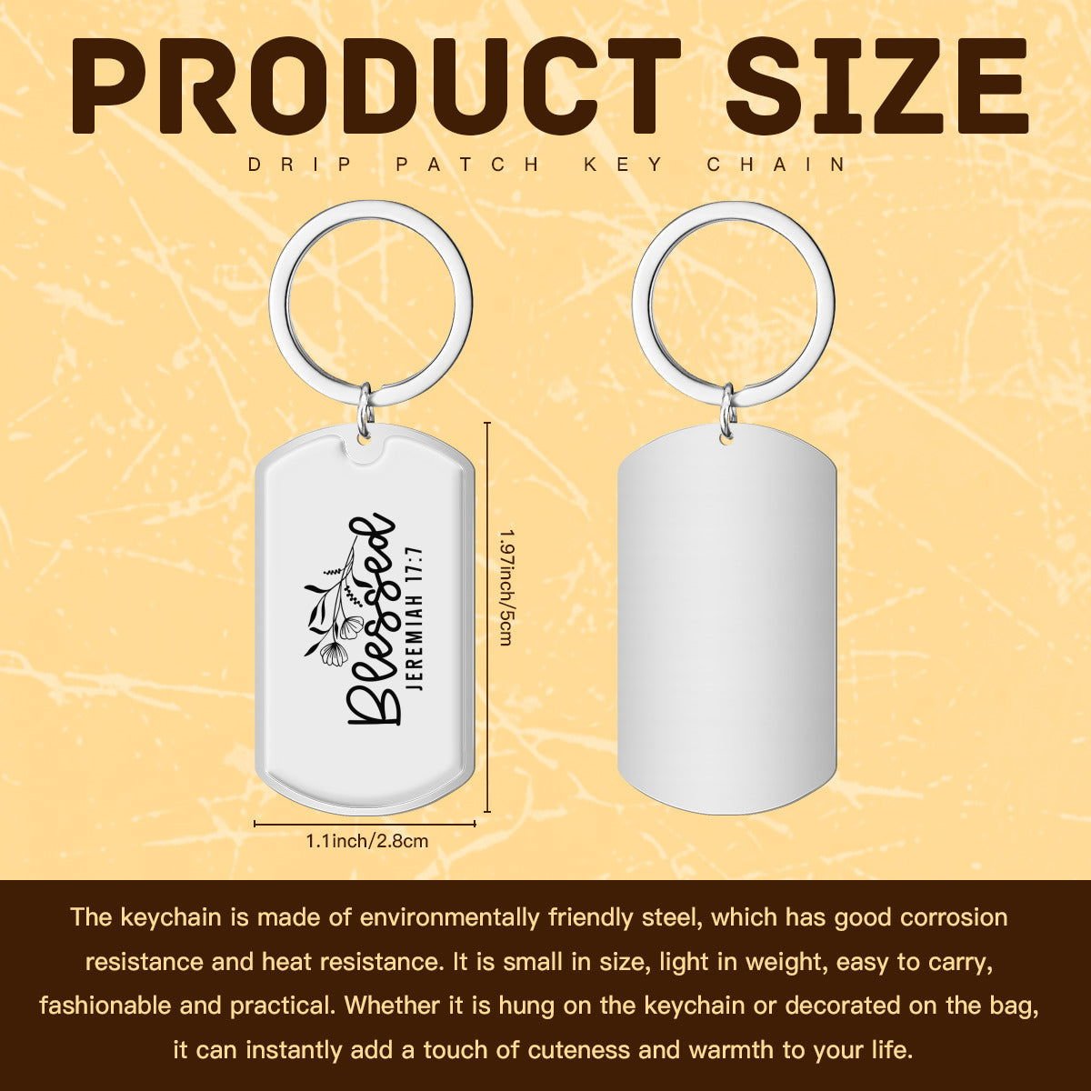 Blessed Christian Stainless Steel Keychain - ClaimedbyGodDesigns