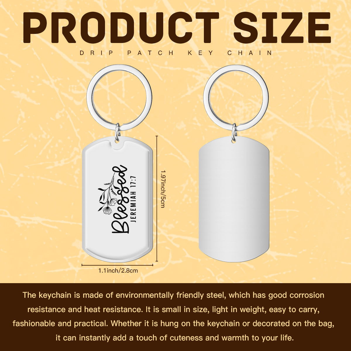 Blessed Christian Stainless Steel Keychain - ClaimedbyGodDesigns