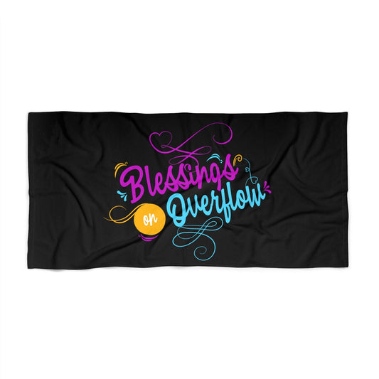 Blessings On Overflow Christian Beach Towel - ClaimedbyGodDesigns