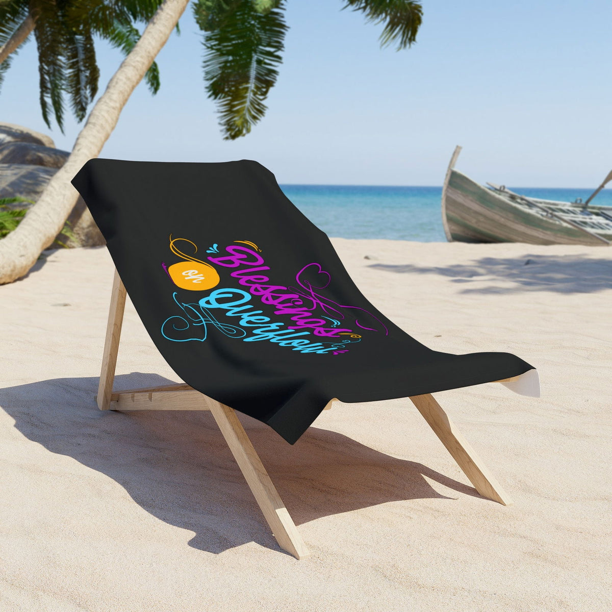 Blessings On Overflow Christian Beach Towel - ClaimedbyGodDesigns