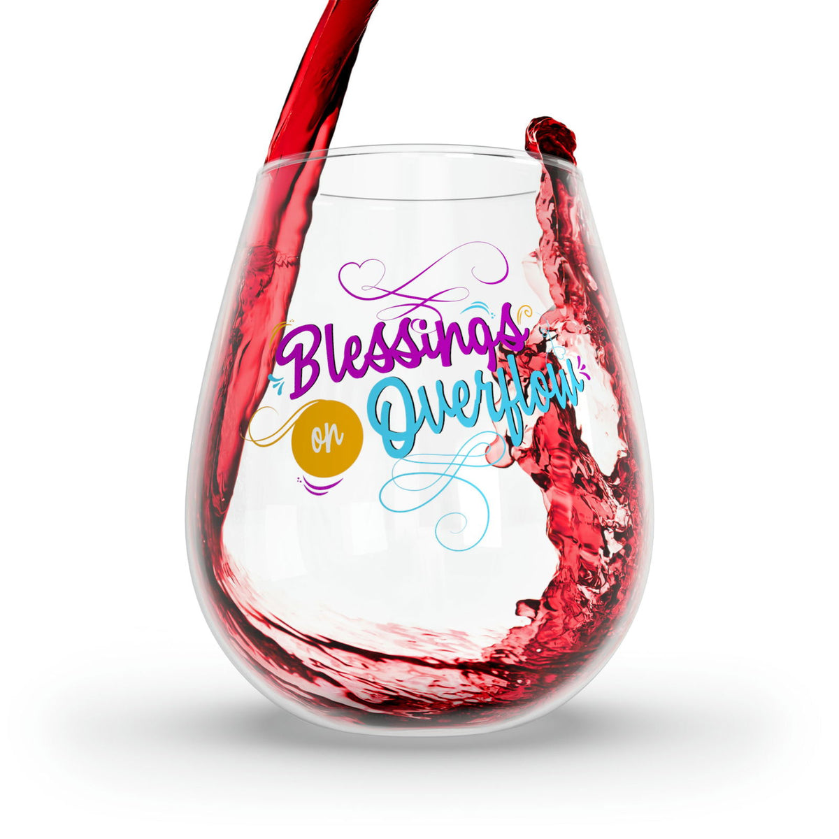 Blessings On Overflow Stemless Wine Glass, 11.75oz - ClaimedbyGodDesigns