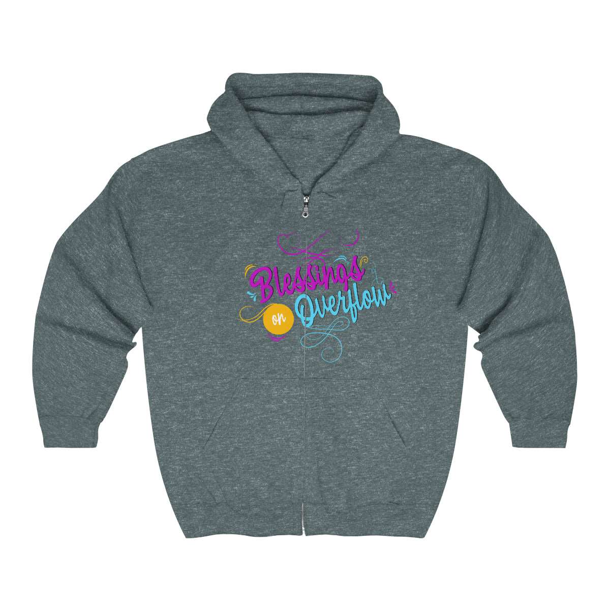 Blessings On Overflow Unisex Heavy Blend Full Zip Hooded Sweatshirt - ClaimedbyGodDesigns