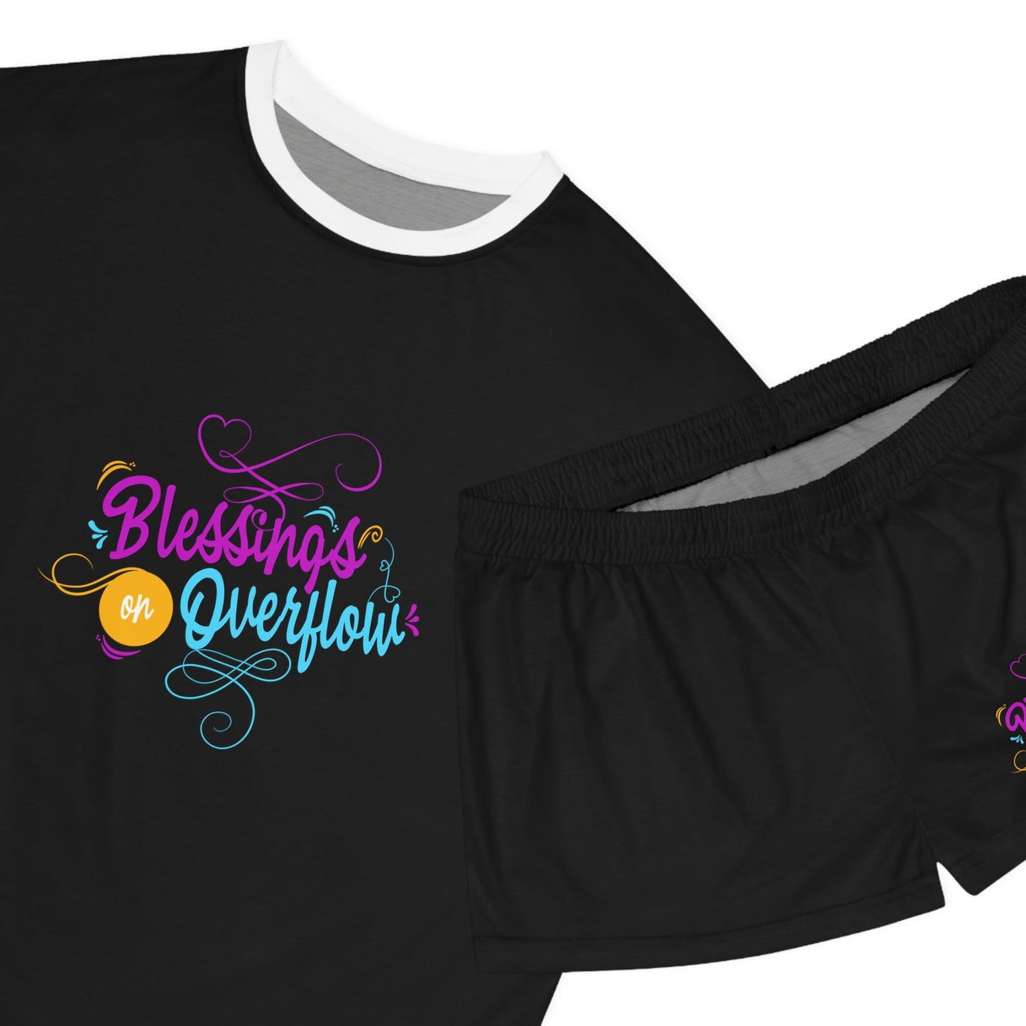 Blessings On Overflow Women's Christian Short Pajama Set - ClaimedbyGodDesigns