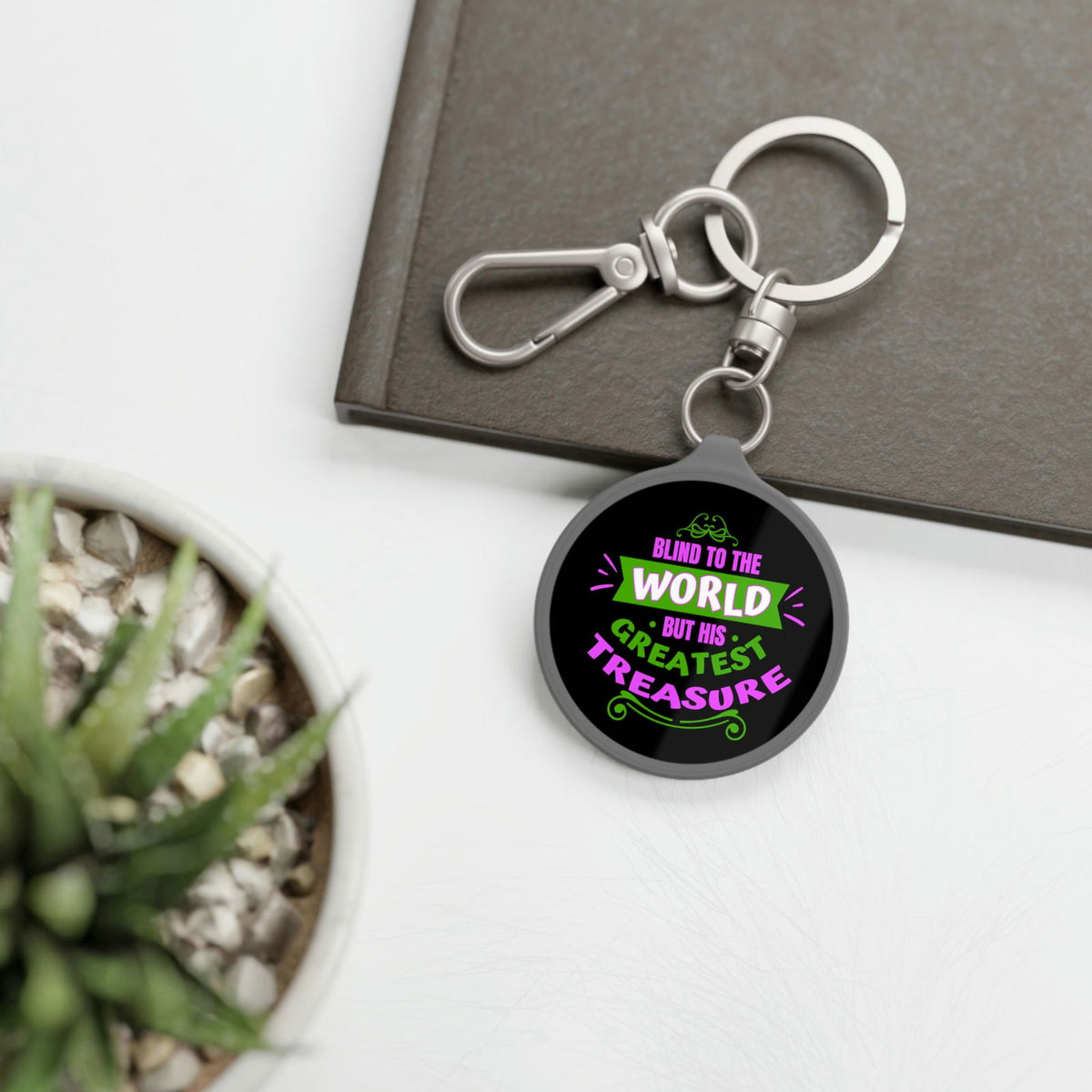 Blind To The World But His Greatest Treasure Key Fob - ClaimedbyGodDesigns