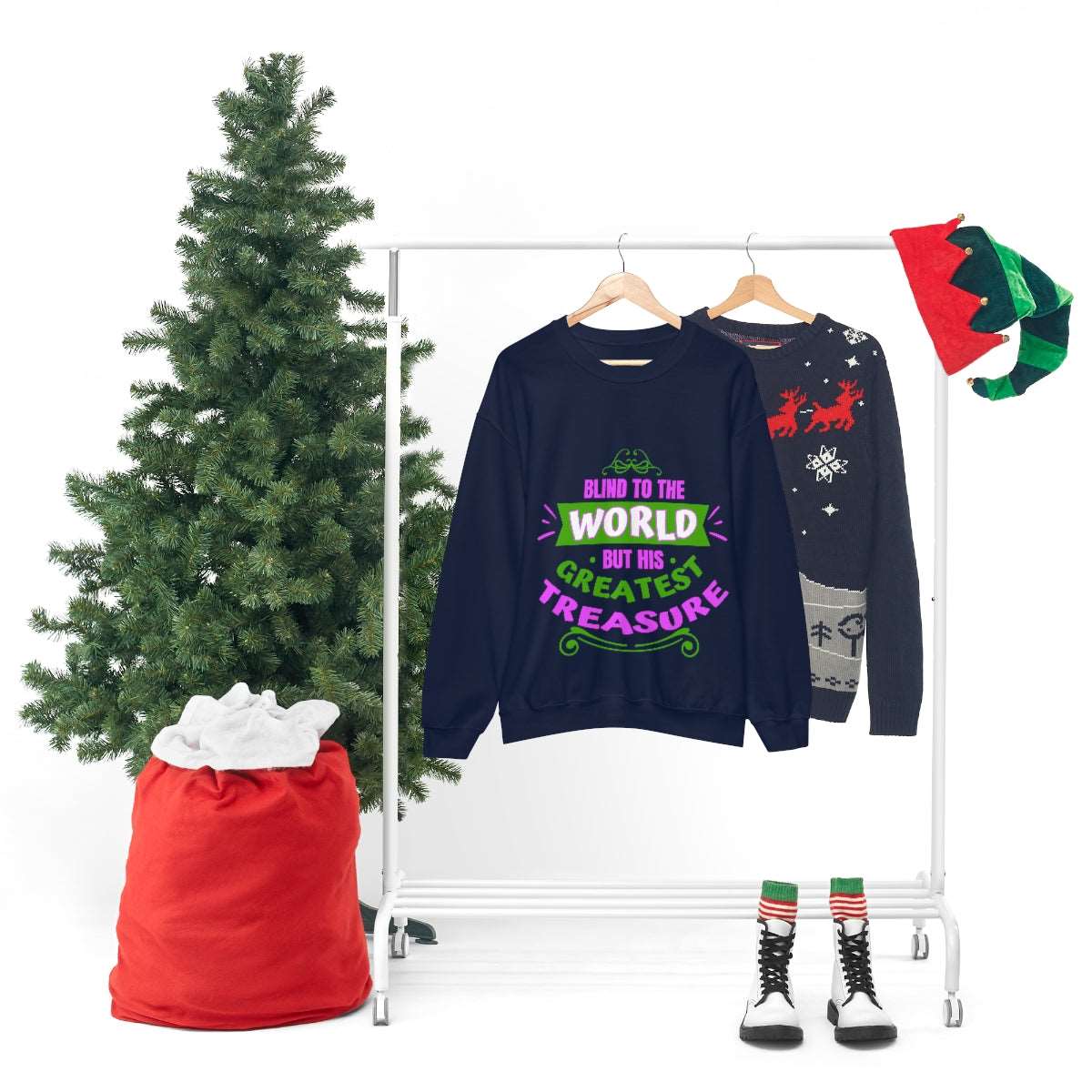 Blind To The World But His Greatest Treasure Unisex Heavy Blend™ Crewneck Sweatshirt - ClaimedbyGodDesigns