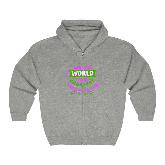 Blind To The World But His Greatest Treasure Unisex Heavy Blend Full Zip Hooded Sweatshirt - ClaimedbyGodDesigns