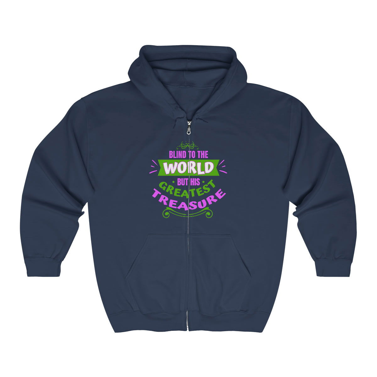 Blind To The World But His Greatest Treasure Unisex Heavy Blend Full Zip Hooded Sweatshirt - ClaimedbyGodDesigns