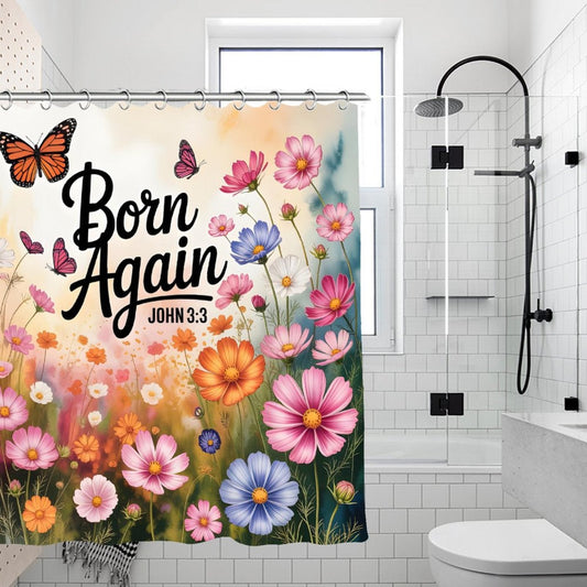 Born Again Christian Waterproof Shower Curtain - ClaimedbyGodDesigns