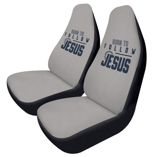Born To Follow Jesus Soft and Lightweight Christian Front Car Seat Covers (2pcs) - ClaimedbyGodDesigns