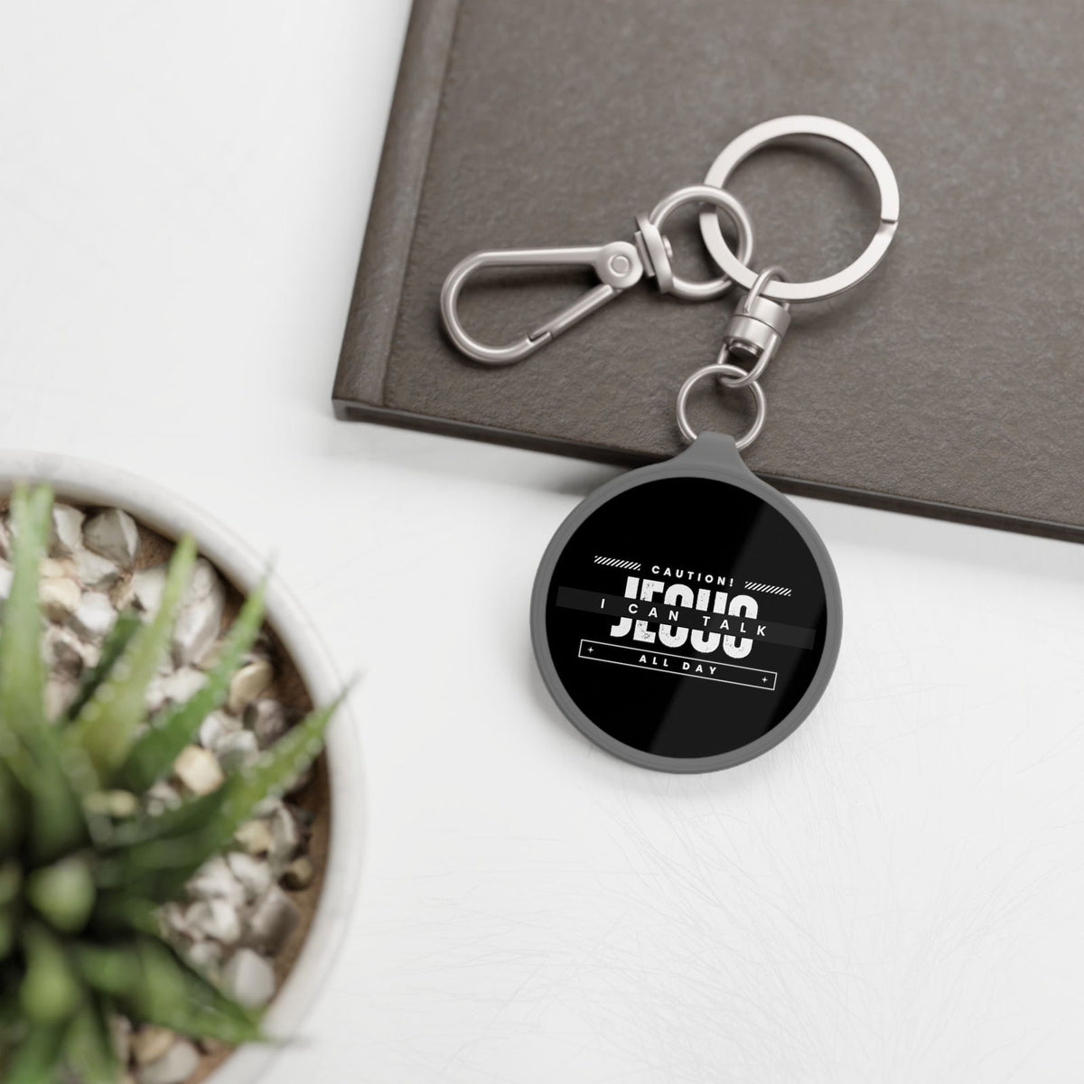 Caution I Can Talk Jesus All Day Christian Key Fob - ClaimedbyGodDesigns
