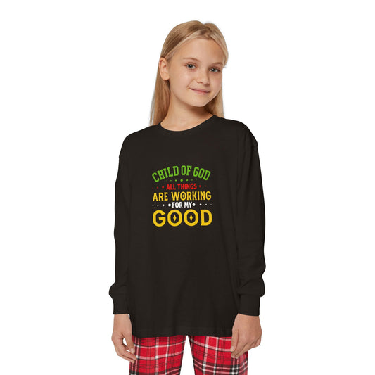 Child Of God All Things Are Working For My Good Youth Christian Long Sleeve Pajama Set - ClaimedbyGodDesigns