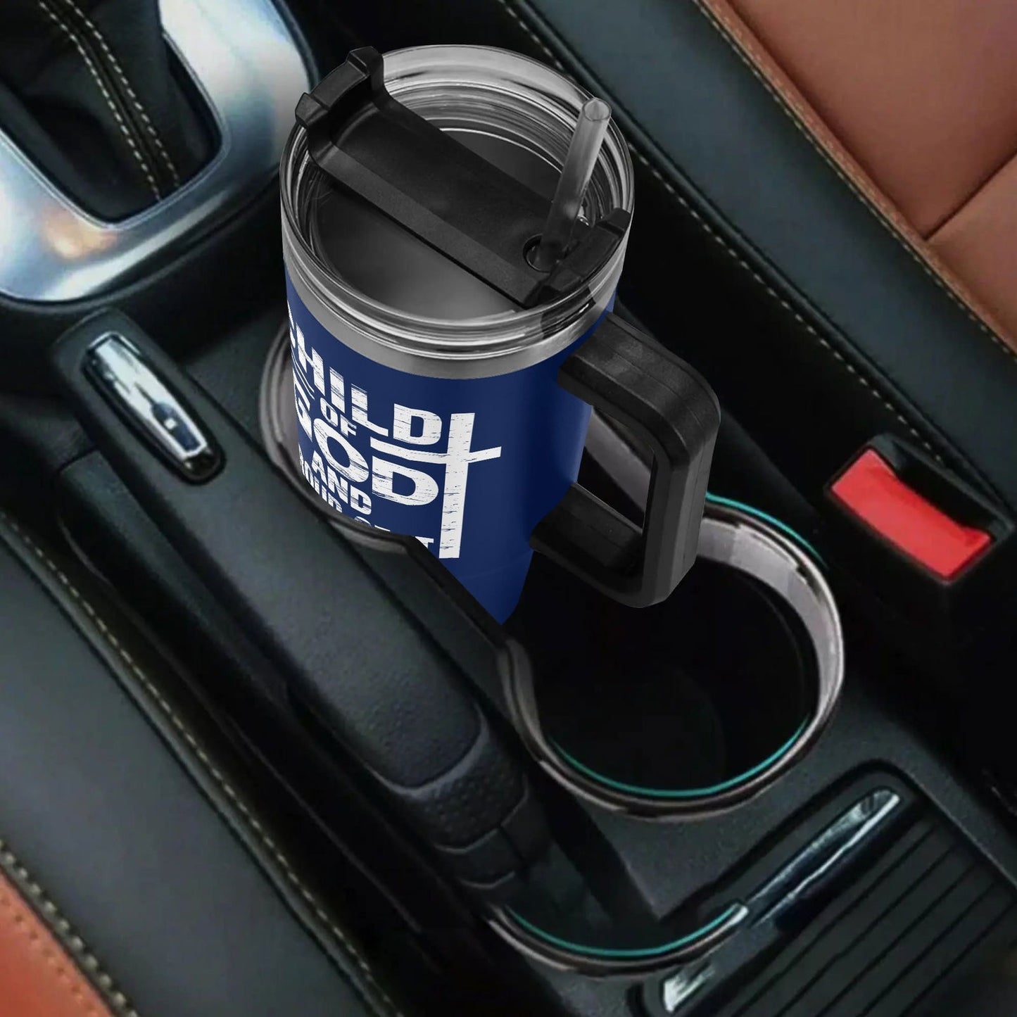 Child Of God And Proud Of It 40oz Stainless Steel Christian Tumbler Gift With Black Handle and Straw - ClaimedbyGodDesigns