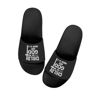Child Of God And Proud Of It Mens Christian Spanish Slide Sandals - ClaimedbyGodDesigns