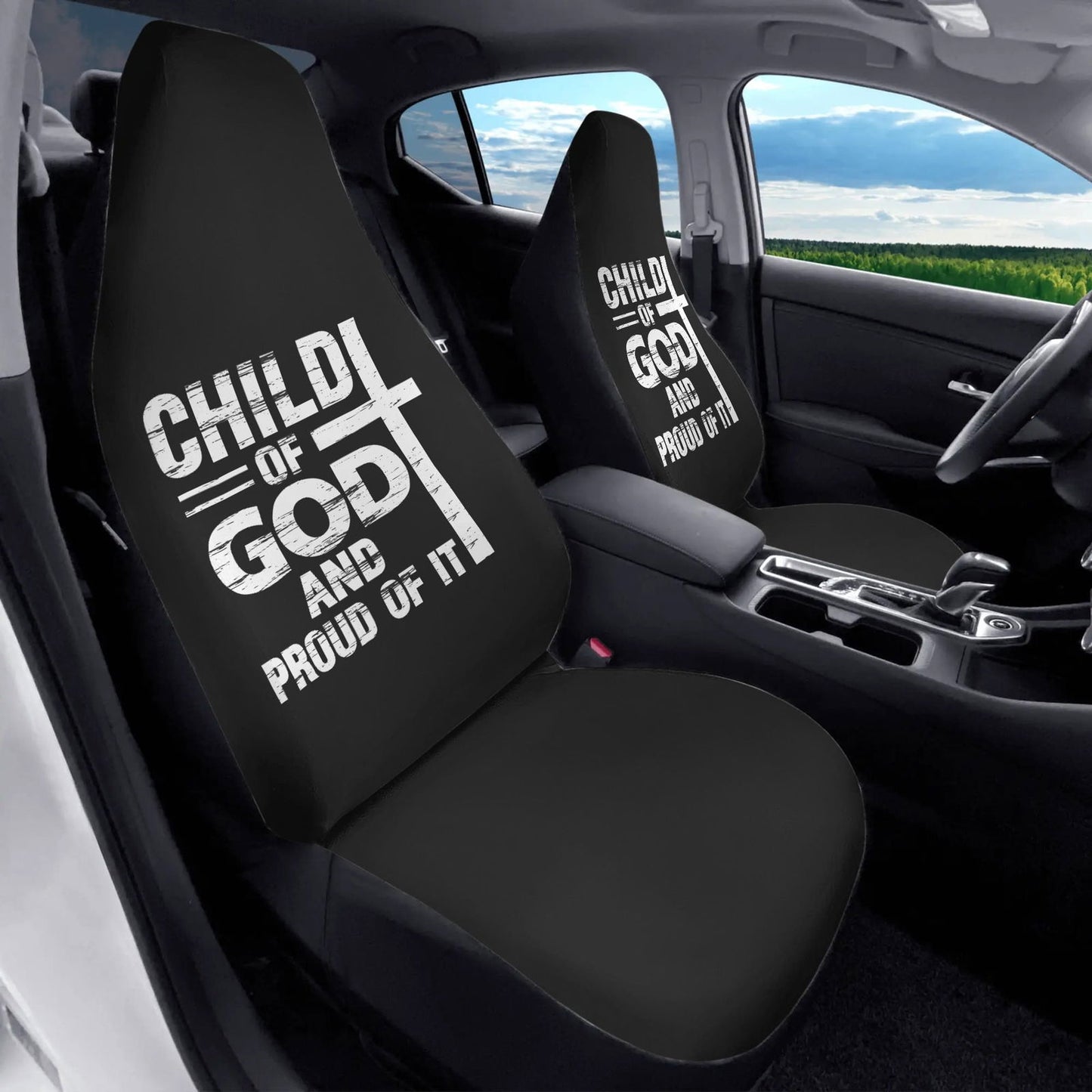 Child Of God And Proud Of It Soft and Lightweight Christian Front Car Seat Covers (2pcs) - ClaimedbyGodDesigns
