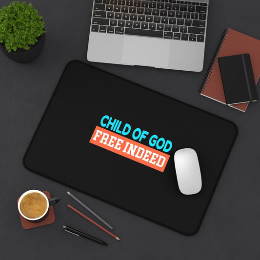 Child Of God Free Indeed Christian Computer Keyboard Mouse Desk Mat - ClaimedbyGodDesigns