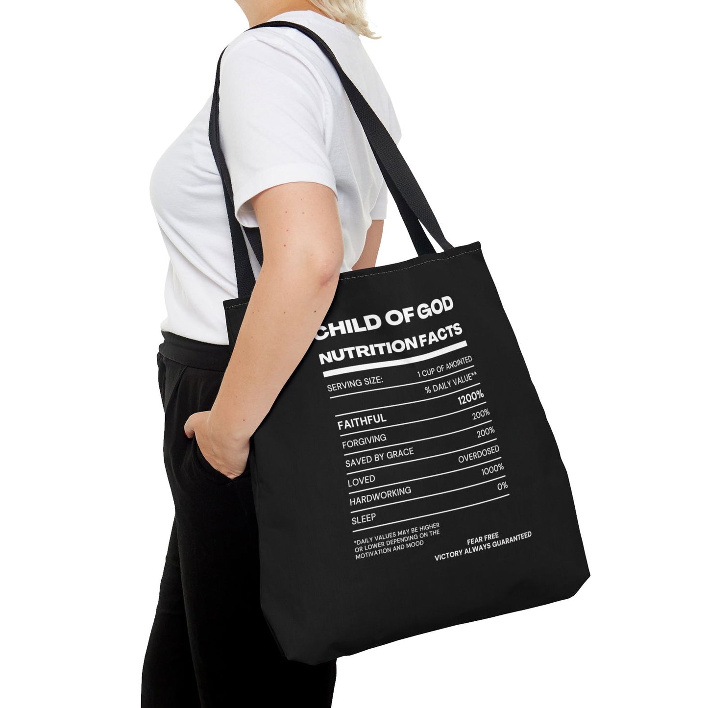 Child Of God Nutrition Facts Tote Bag - ClaimedbyGodDesigns
