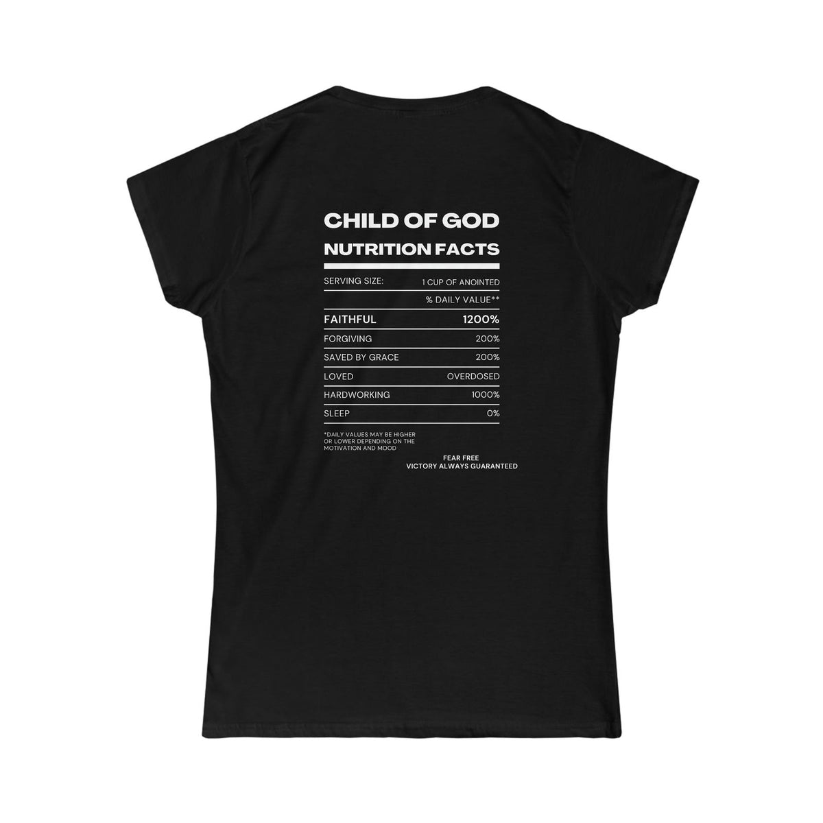Child Of God Nutrition Facts Women's T-shirt - ClaimedbyGodDesigns