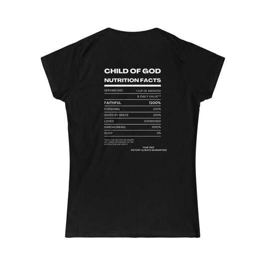 Child Of God Nutrition Facts Women's T-shirt - ClaimedbyGodDesigns