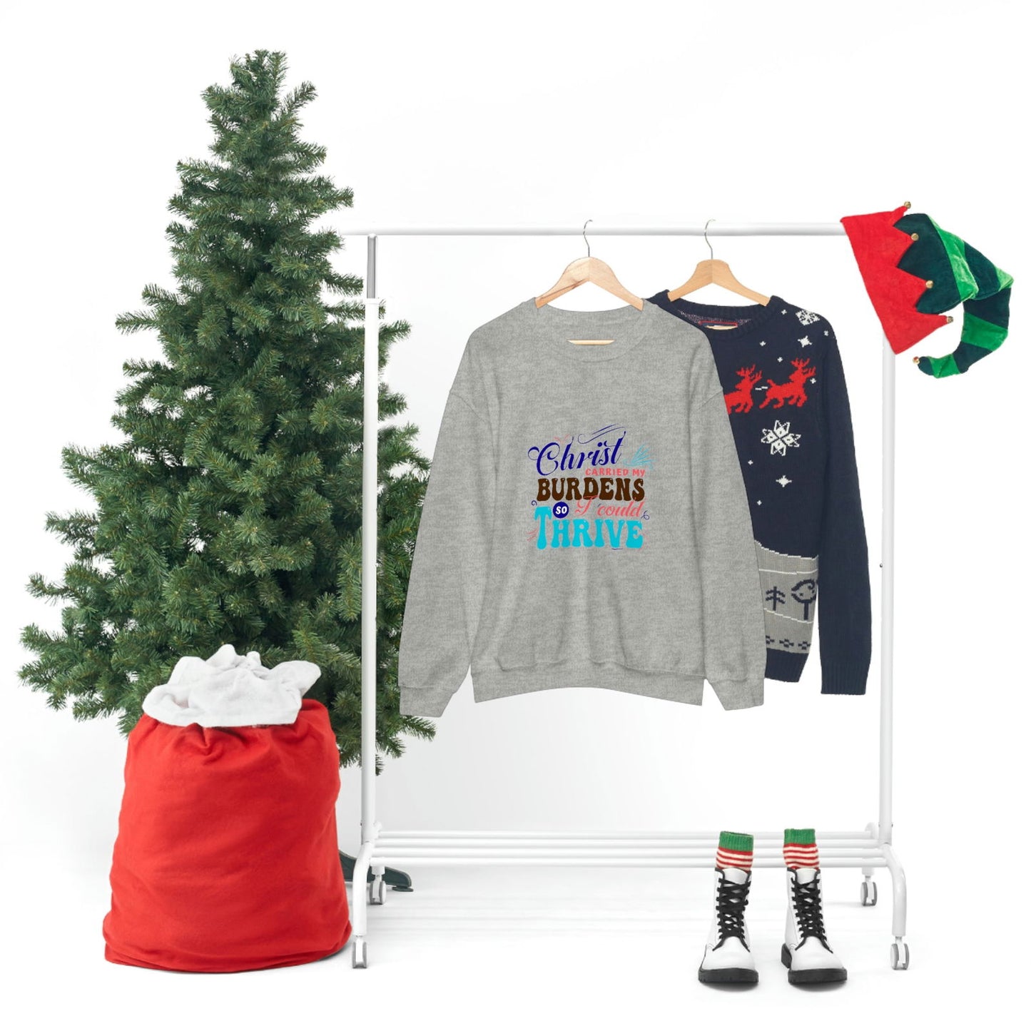 Christ Carried My Burdens So I Could Thrive Unisex Heavy Blend™ Crewneck Sweatshirt - ClaimedbyGodDesigns