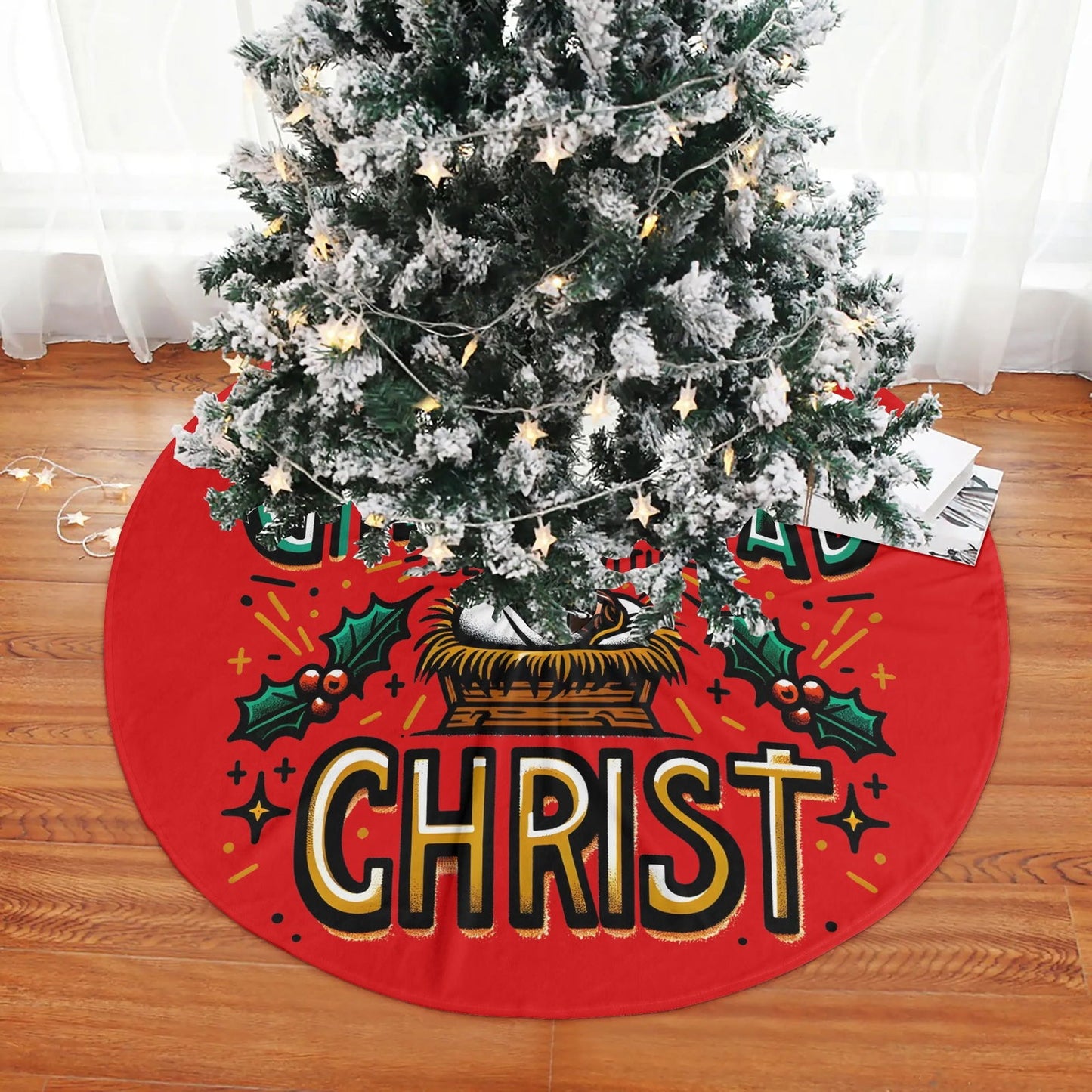 Christmas Begins With Christ Christian Christmas Tree Skirt - ClaimedbyGodDesigns