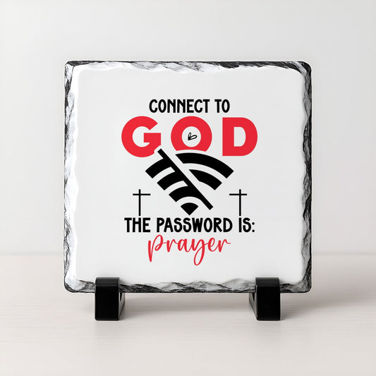 Connect To God The Password Is Prayer Keepsake Slate & Candle Christian Gift Set - ClaimedbyGodDesigns
