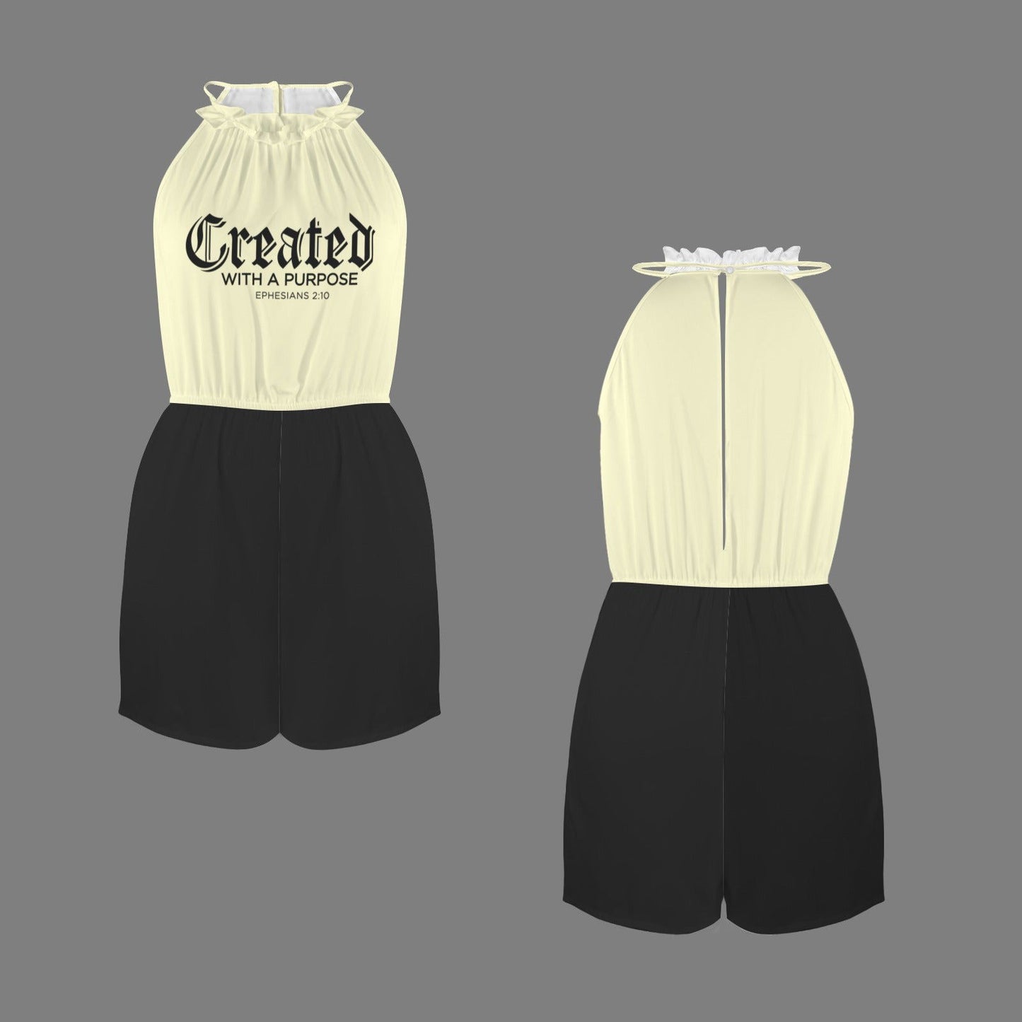 Created With A Purpose Halterneck High Waist Pocket Shorts Christian Romper - ClaimedbyGodDesigns