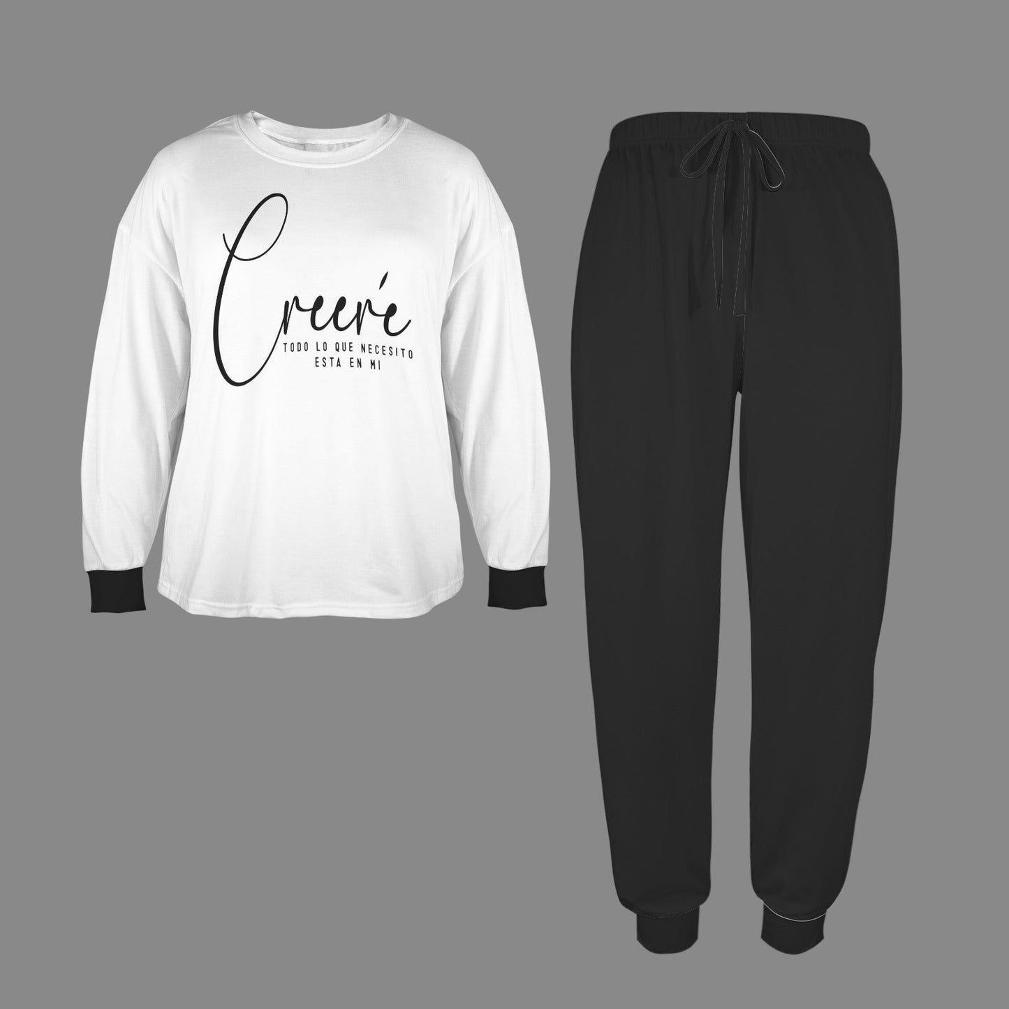 Creere Todo Lo Que Necesito Esta En Mi Spanish Christian Women's Leg Binding Pocket Long Pajama Set - ClaimedbyGodDesigns