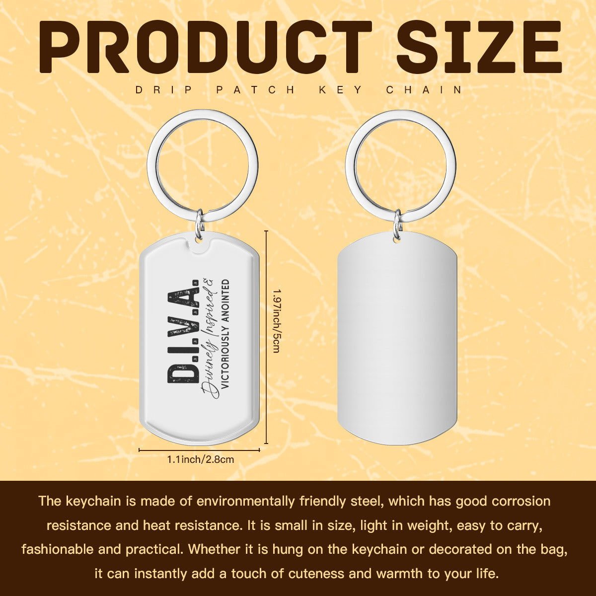D.I.V.A. Divinely Inspired and Victoriously Anointed Christian Stainless Steel Keychain - ClaimedbyGodDesigns
