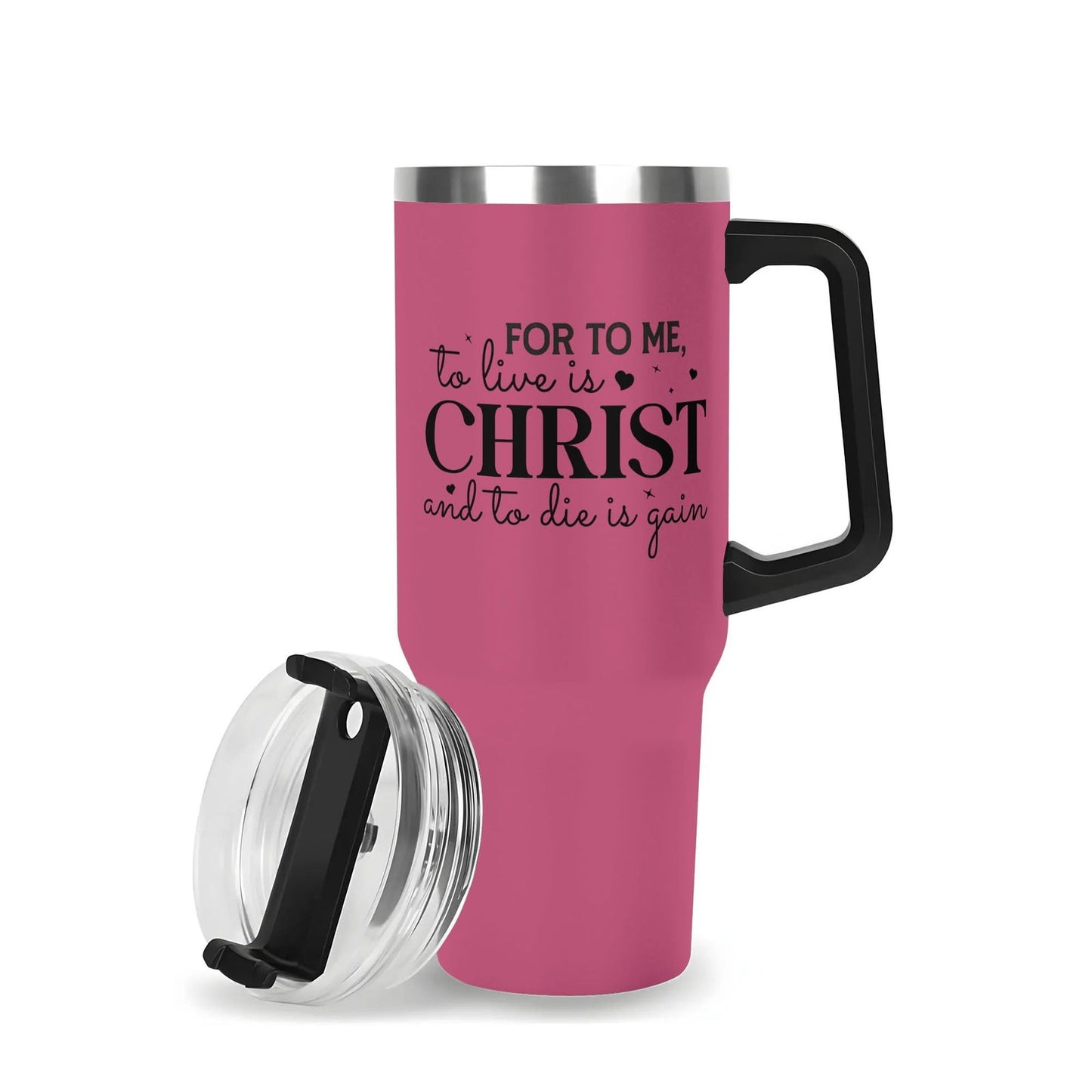 Devoted To His Calling 40oz Stainless Steel Christian Tumbler Gift With Black Handle and Straw - ClaimedbyGodDesigns