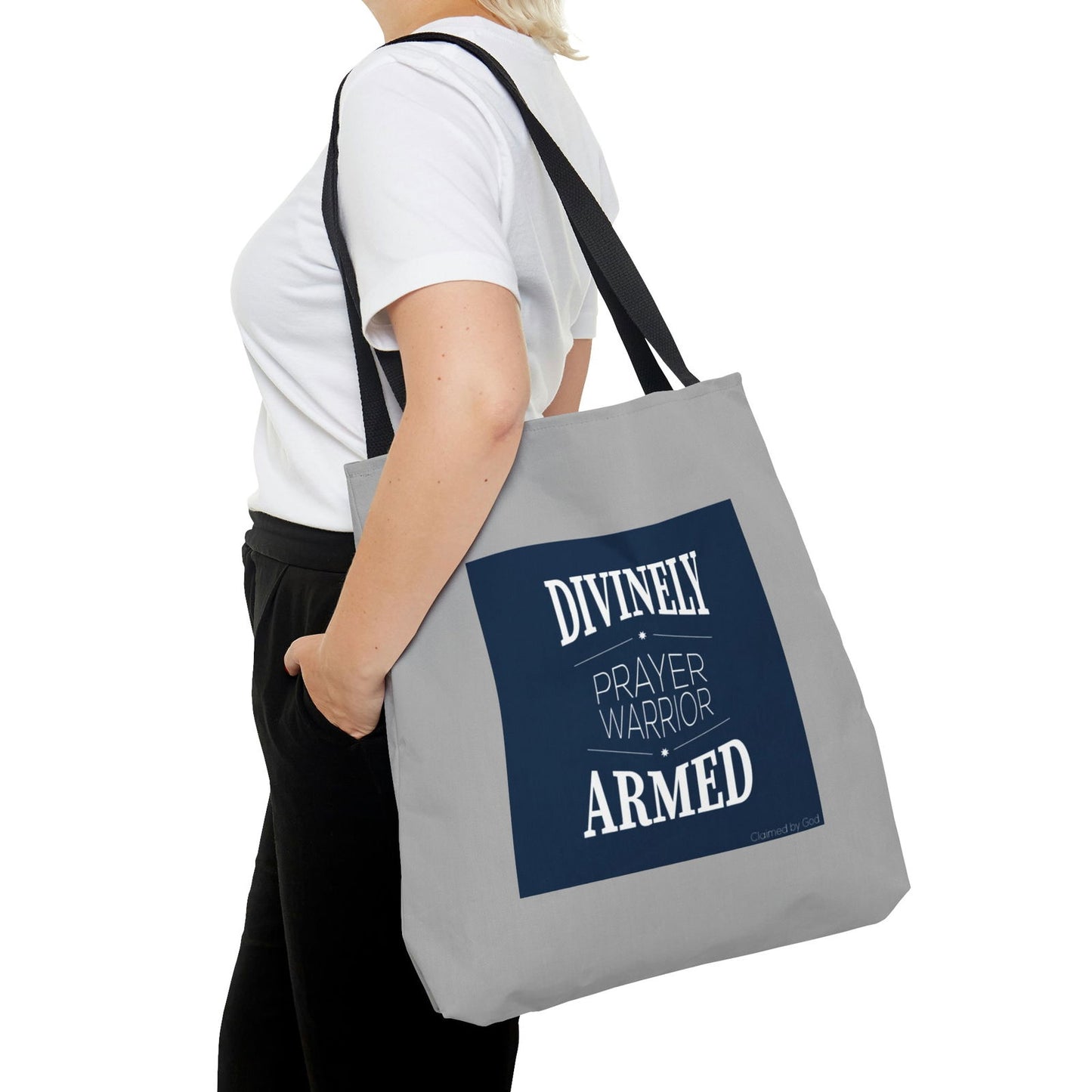 Divinely Armed Prayer Warrior Tote Bag - ClaimedbyGodDesigns