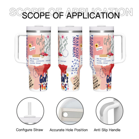 Faith-Inspired Christian Collage Stainless Steel Tumbler – 40oz of Style & Strength - ClaimedbyGodDesigns