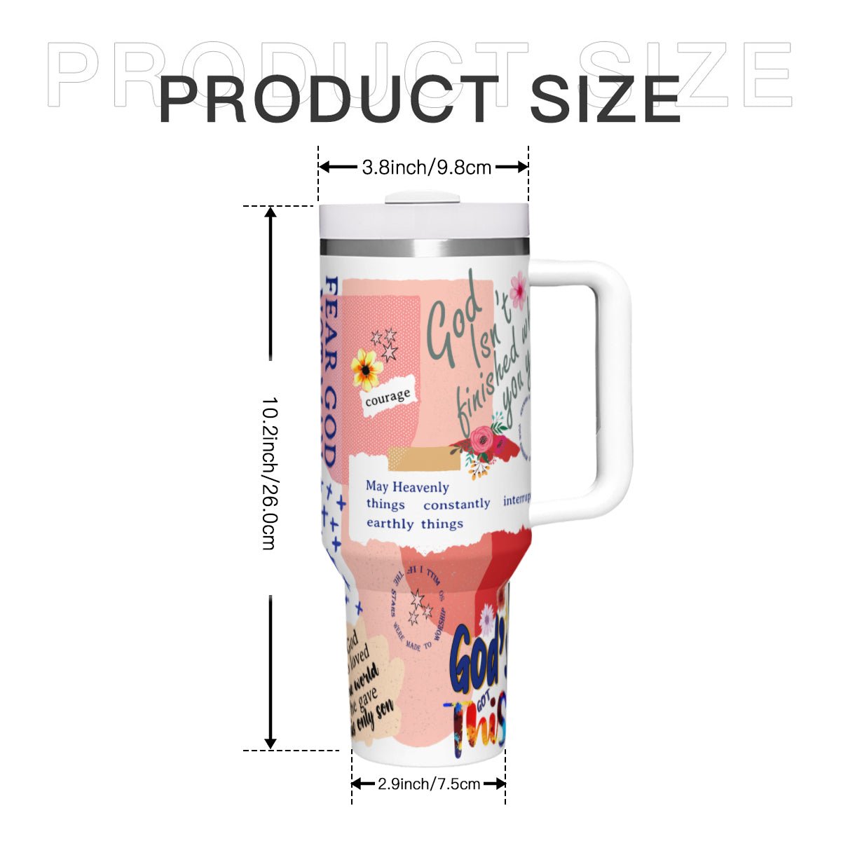 Faith-Inspired Christian Collage Stainless Steel Tumbler – 40oz of Style & Strength - ClaimedbyGodDesigns