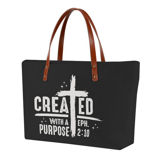 Ephesians 2:10 Created With A Purpose Christian Womens Comfort Tote Bag - ClaimedbyGodDesigns