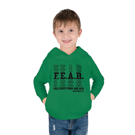 FEAR Face Everything And Rise Christian Toddler Pullover Fleece Hooded Sweatshirt - ClaimedbyGodDesigns