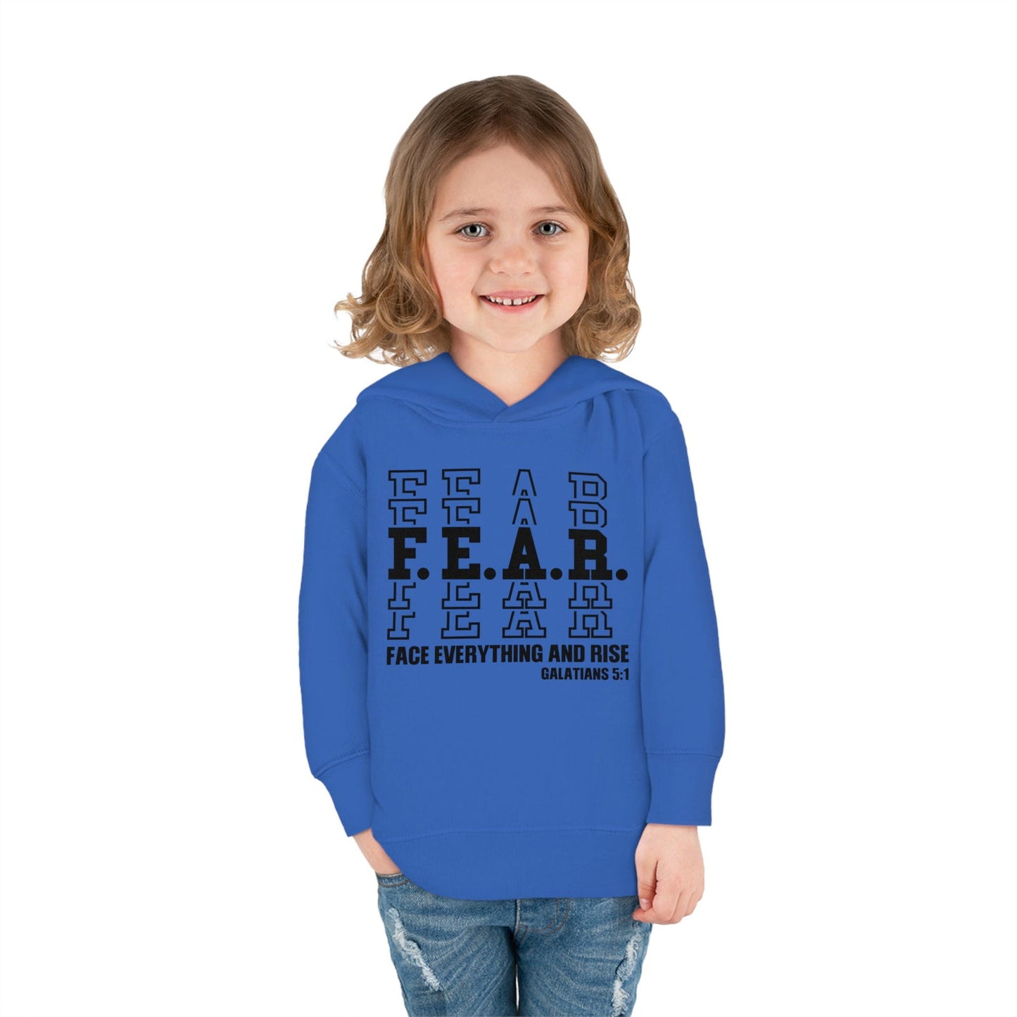 FEAR Face Everything And Rise Christian Toddler Pullover Fleece Hooded Sweatshirt - ClaimedbyGodDesigns