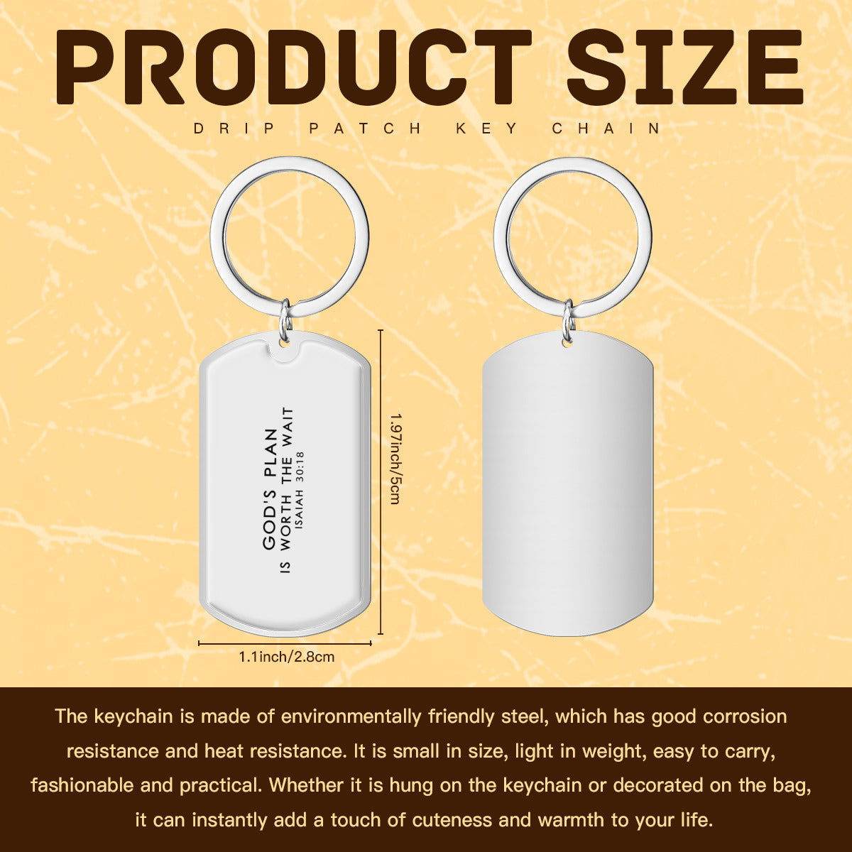 Faith-Inspired Stainless Steel Keychain - His Plan Is Worth The Wait - ClaimedbyGodDesigns