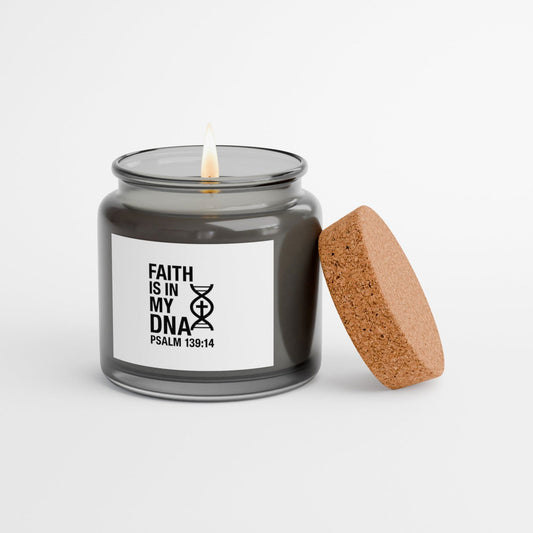 Faith Is In My DNA – 4oz Gray Candle & Mug Christian Gift Set - ClaimedbyGodDesigns