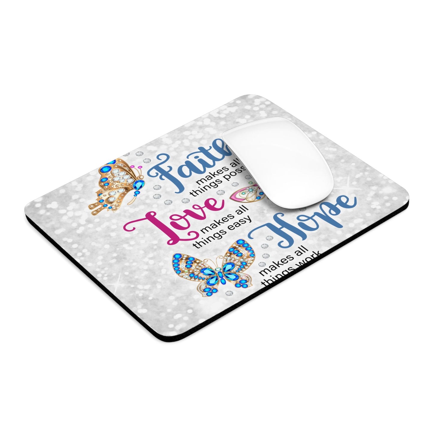 Faith Love Hope Christian Computer Mouse Pad - ClaimedbyGodDesigns