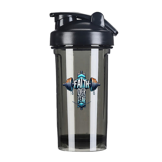 Faith Over Fear Christian Fitness Protein Shake Bottle - ClaimedbyGodDesigns
